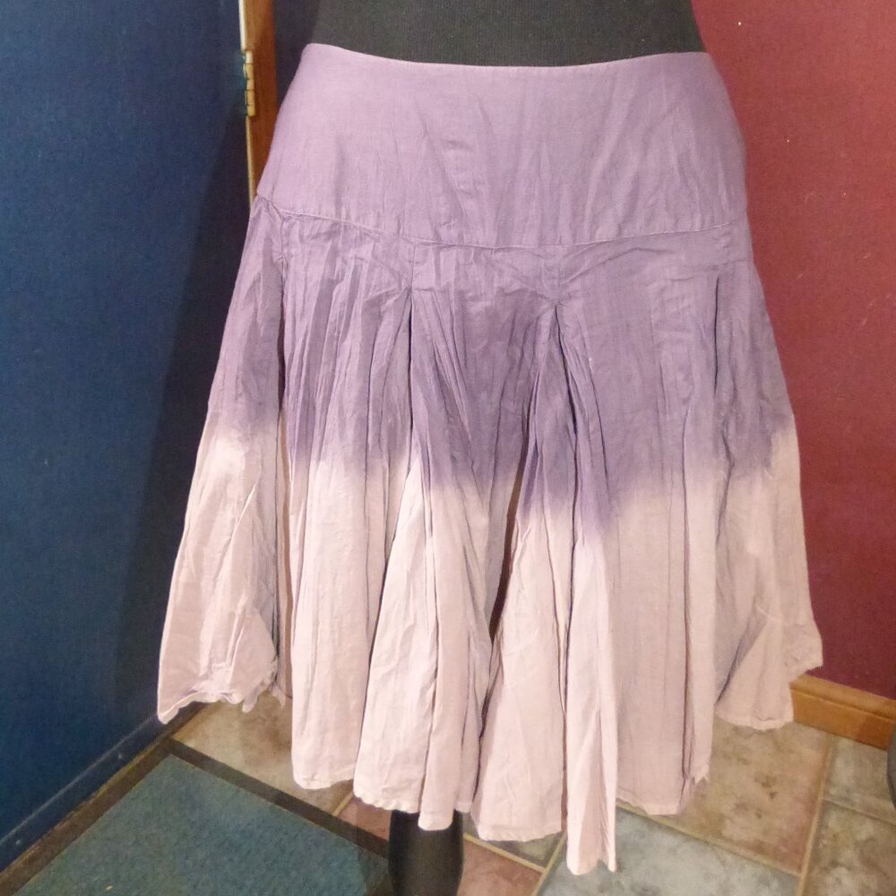 GOTH BOHO CASTRO PURPLE TIE DYE VERY FULL PLEATED SKATER MINI SKIRT 44 L XL NWOT